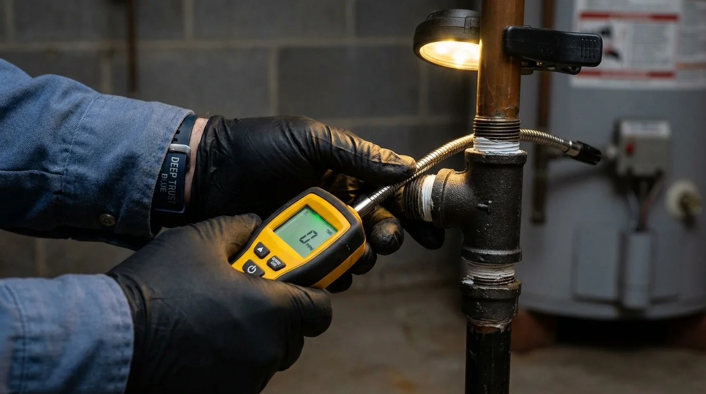 Gas leak detection with electronic sniffer by Johns Plumbing LLC in Hazen