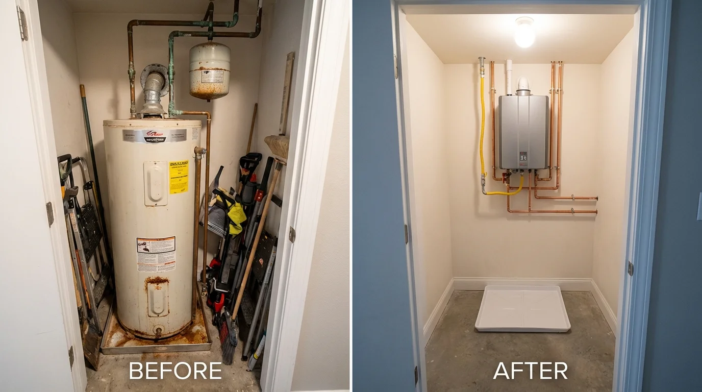 Tank water heater versus wall-mounted tankless unit comparison for Hazen, AR homeowners